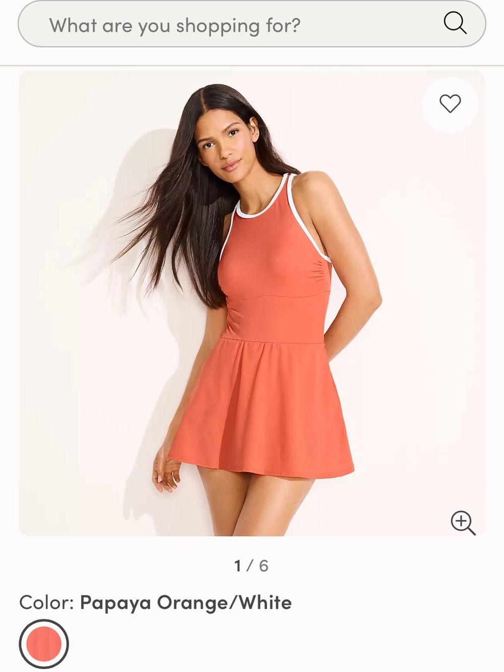 Lands' End Papaya Orange Mini Dress with White Trim